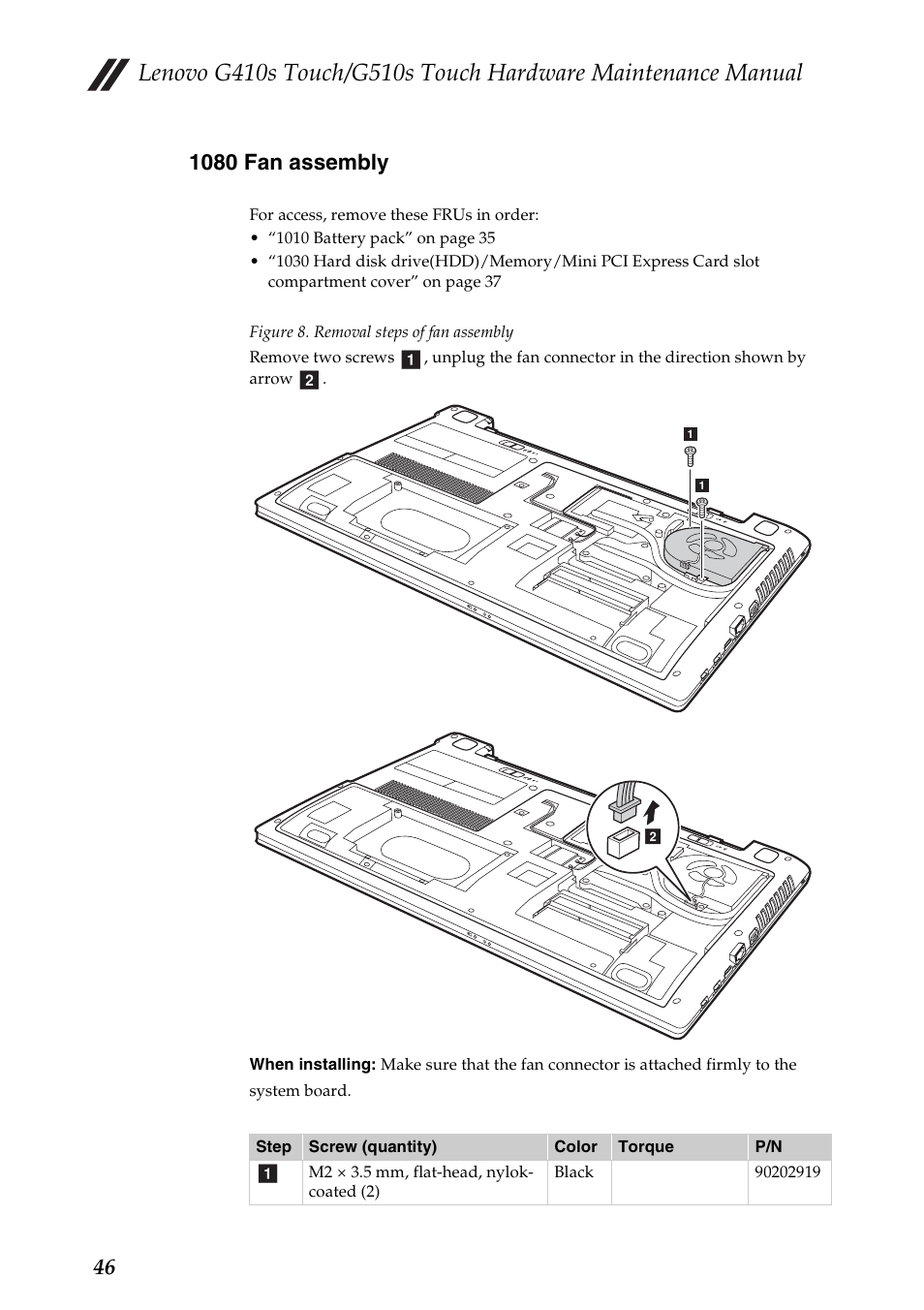 1080 fan assembly | Lenovo G510s Touch Notebook User Manual | Page 50 / 102