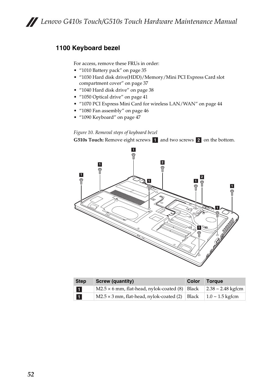 1100 keyboard bezel | Lenovo G510s Touch Notebook User Manual | Page 56 / 102