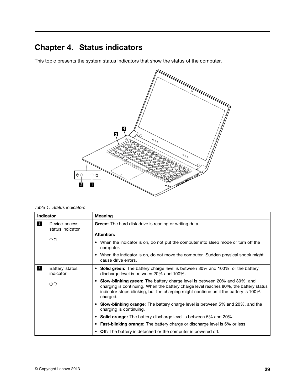 Chapter 4. status indicators | Lenovo M490s notebook User Manual | Page 35 / 80