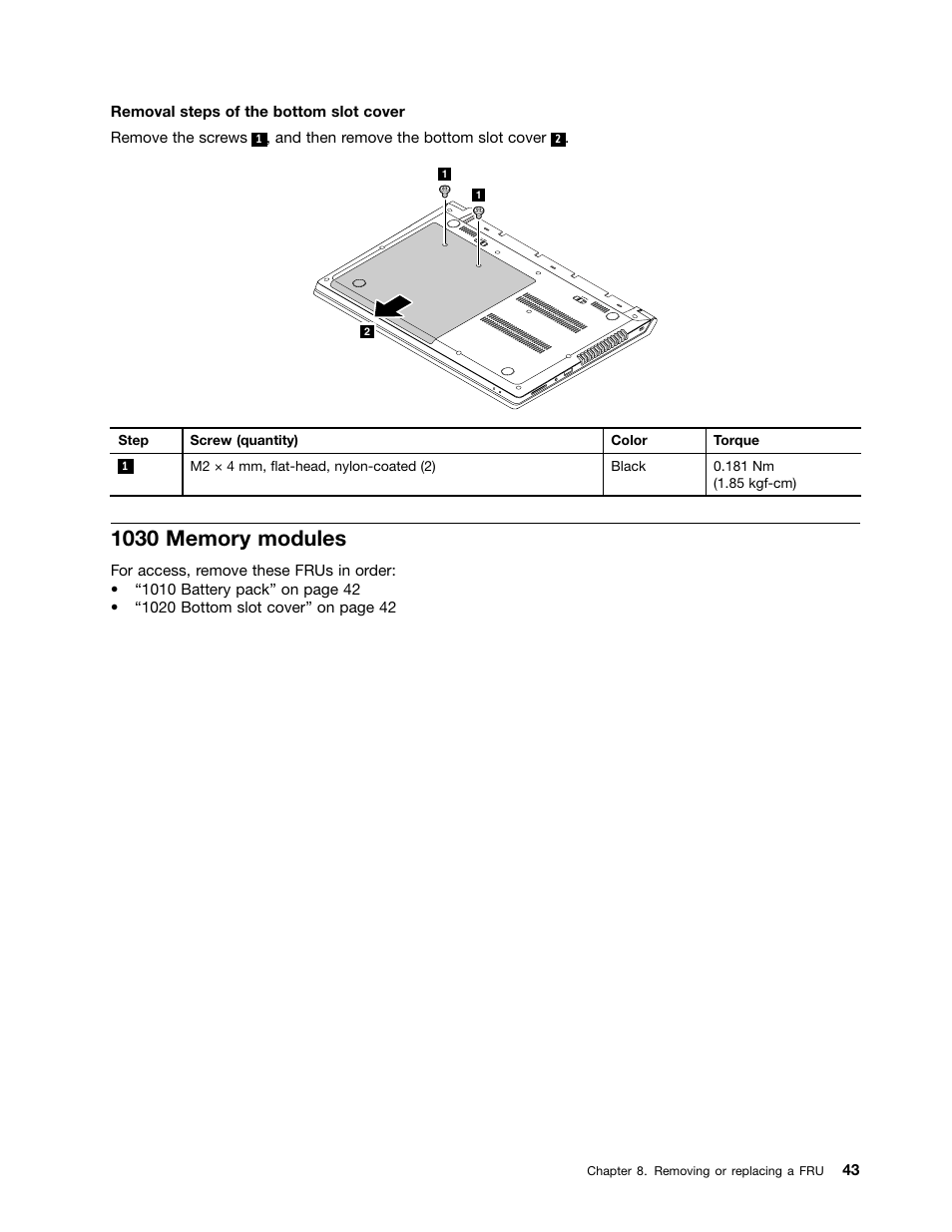 1030 memory modules | Lenovo M490s notebook User Manual | Page 49 / 80