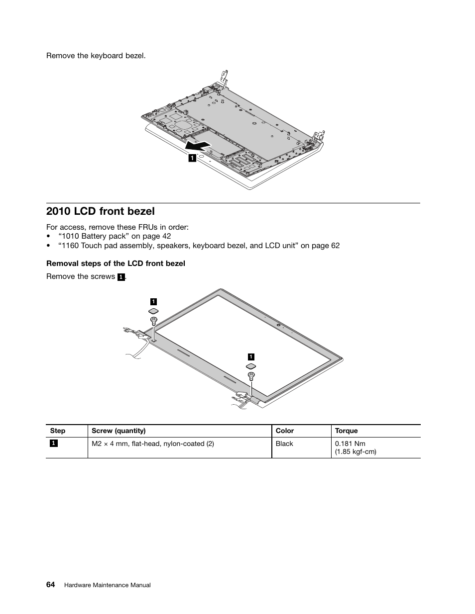 2010 lcd front bezel | Lenovo M490s notebook User Manual | Page 70 / 80