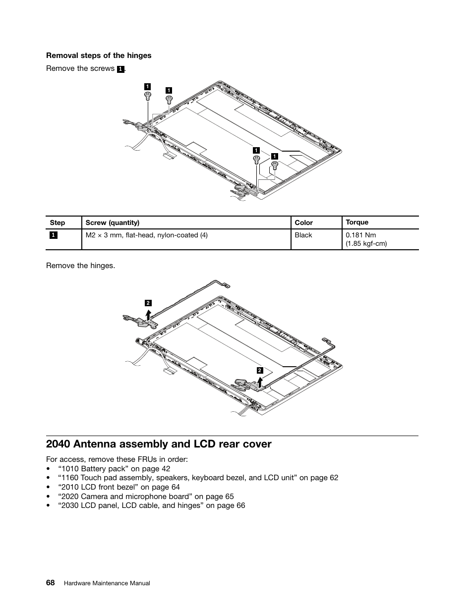 2040 antenna assembly and lcd rear cover | Lenovo M490s notebook User Manual | Page 74 / 80