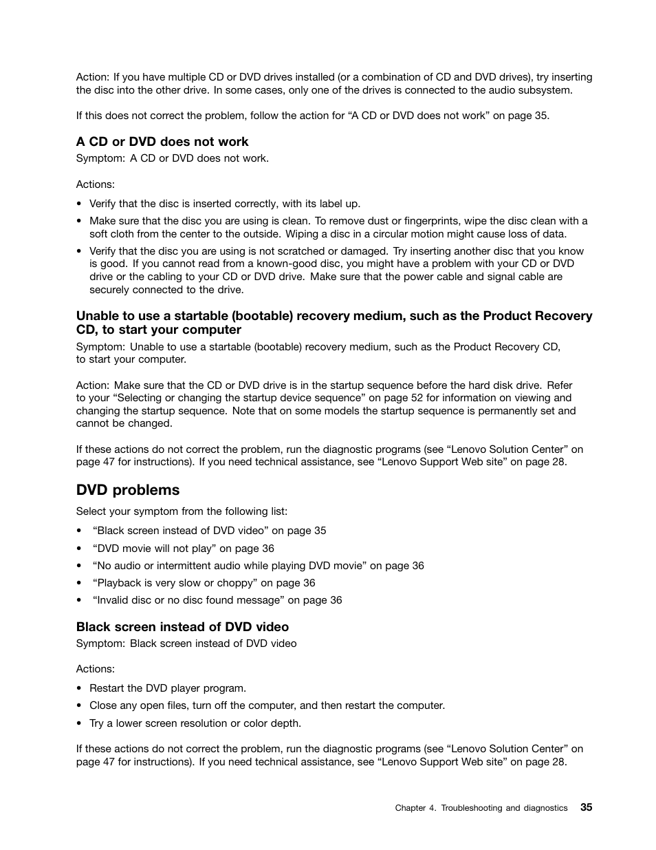 Dvd problems | Lenovo M4350 Desktop User Manual | Page 41 / 120