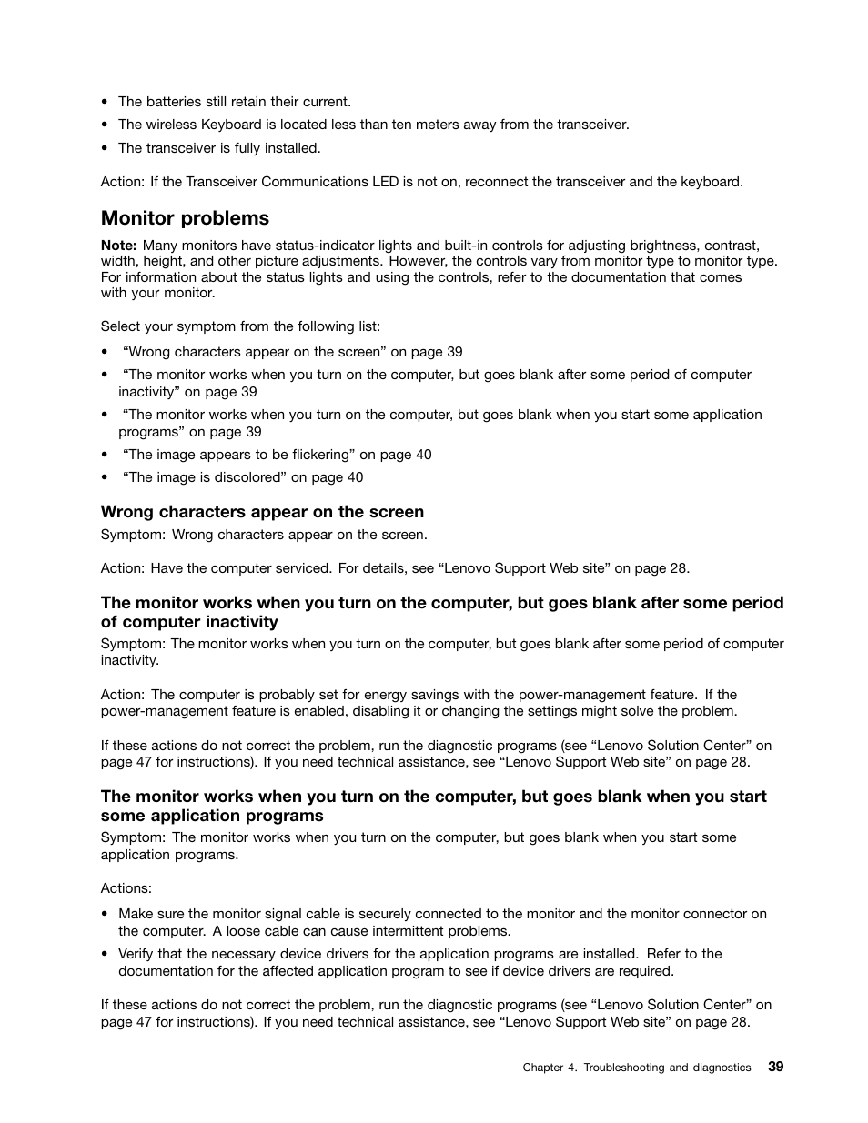 Monitor problems | Lenovo M4350 Desktop User Manual | Page 45 / 120