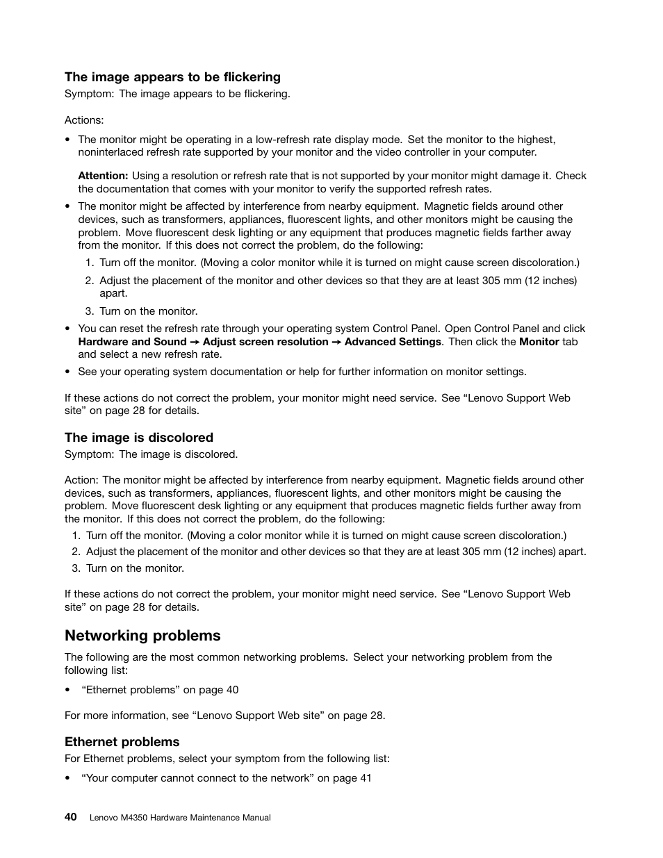 Networking problems | Lenovo M4350 Desktop User Manual | Page 46 / 120