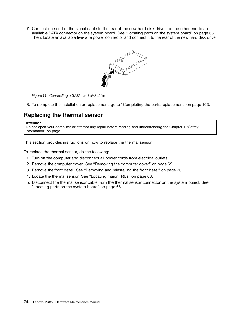 Replacing the thermal sensor | Lenovo M4350 Desktop User Manual | Page 80 / 120