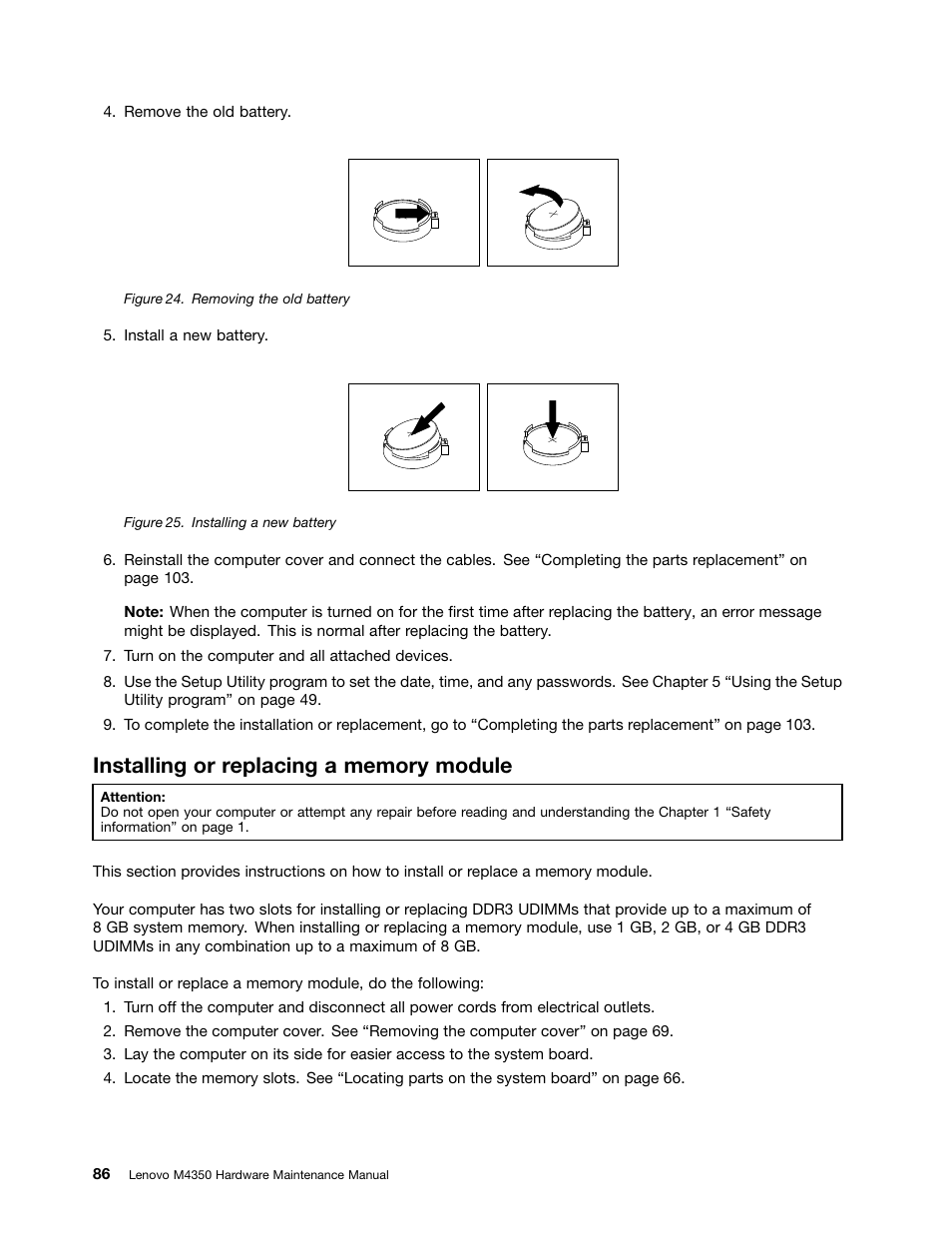 Installing or replacing a memory module | Lenovo M4350 Desktop User Manual | Page 92 / 120