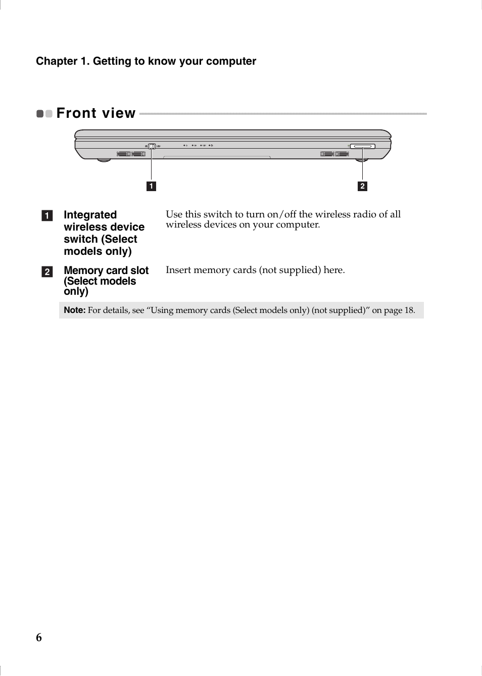 Front view | Lenovo G570 Notebook User Manual | Page 10 / 49
