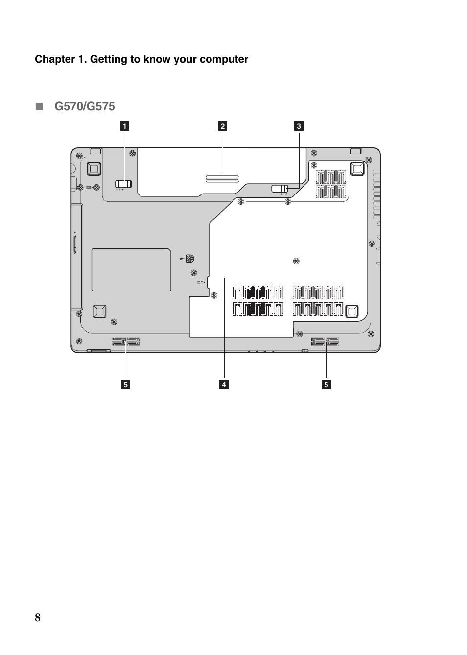 Chapter 1. getting to know your computer | Lenovo G570 Notebook User Manual | Page 12 / 49