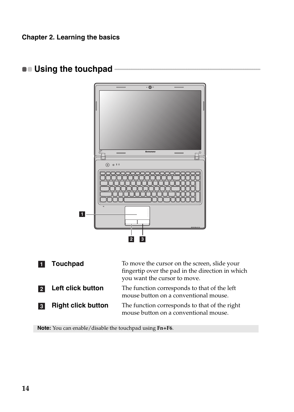 Using the touchpad | Lenovo G570 Notebook User Manual | Page 18 / 49