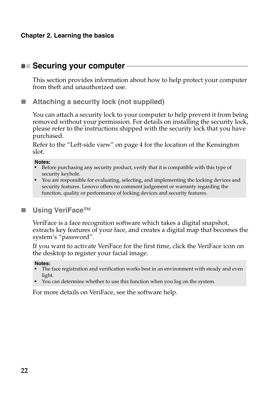 Securing your computer | Lenovo G570 Notebook User Manual | Page 26 / 49