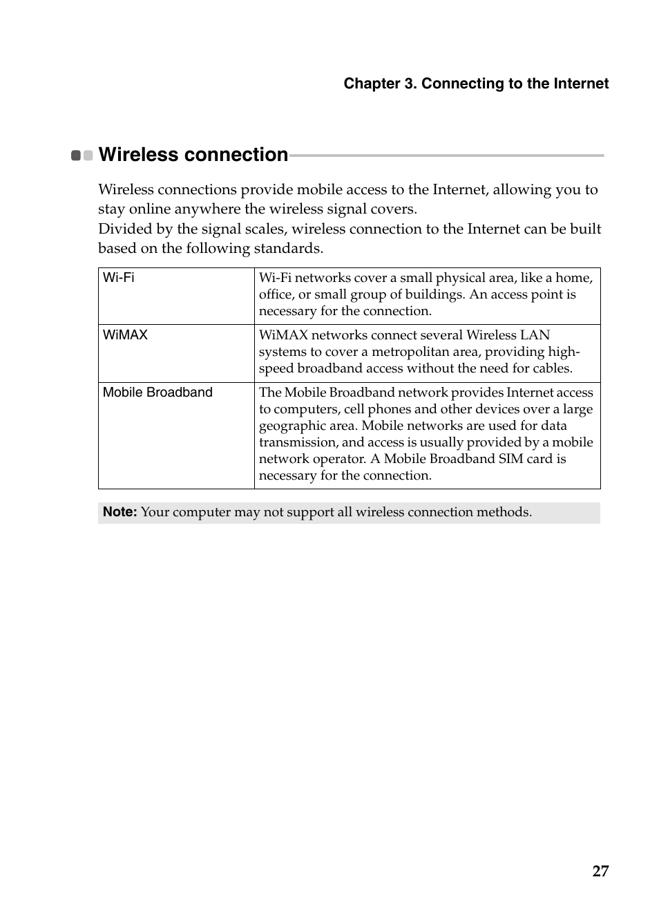 Wireless connection | Lenovo G570 Notebook User Manual | Page 31 / 49