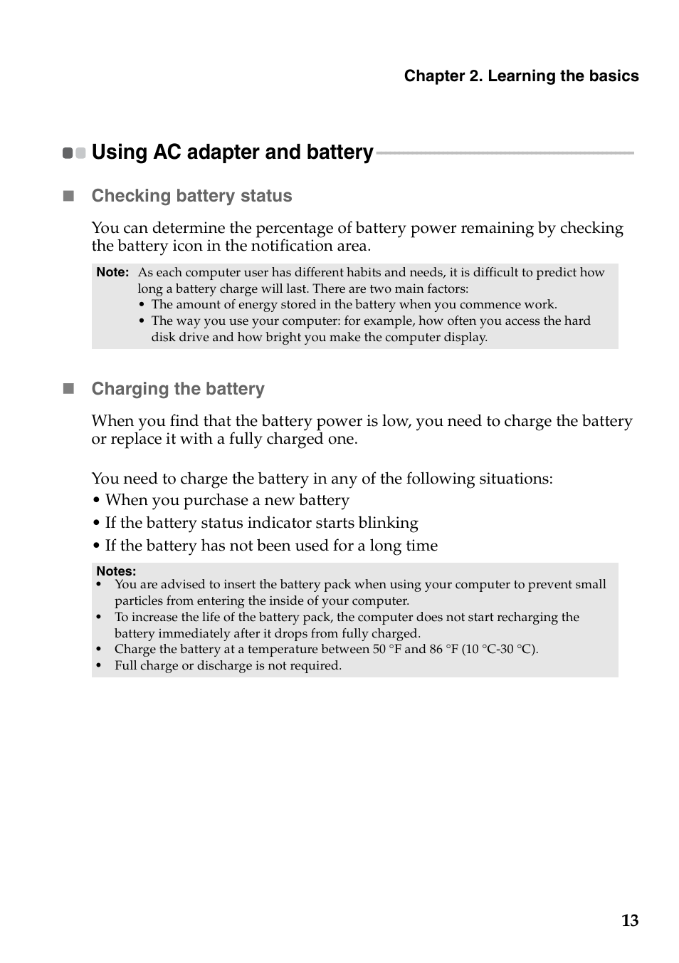Using ac adapter and battery | Lenovo IdeaPad Z565 User Manual | Page 17 / 72