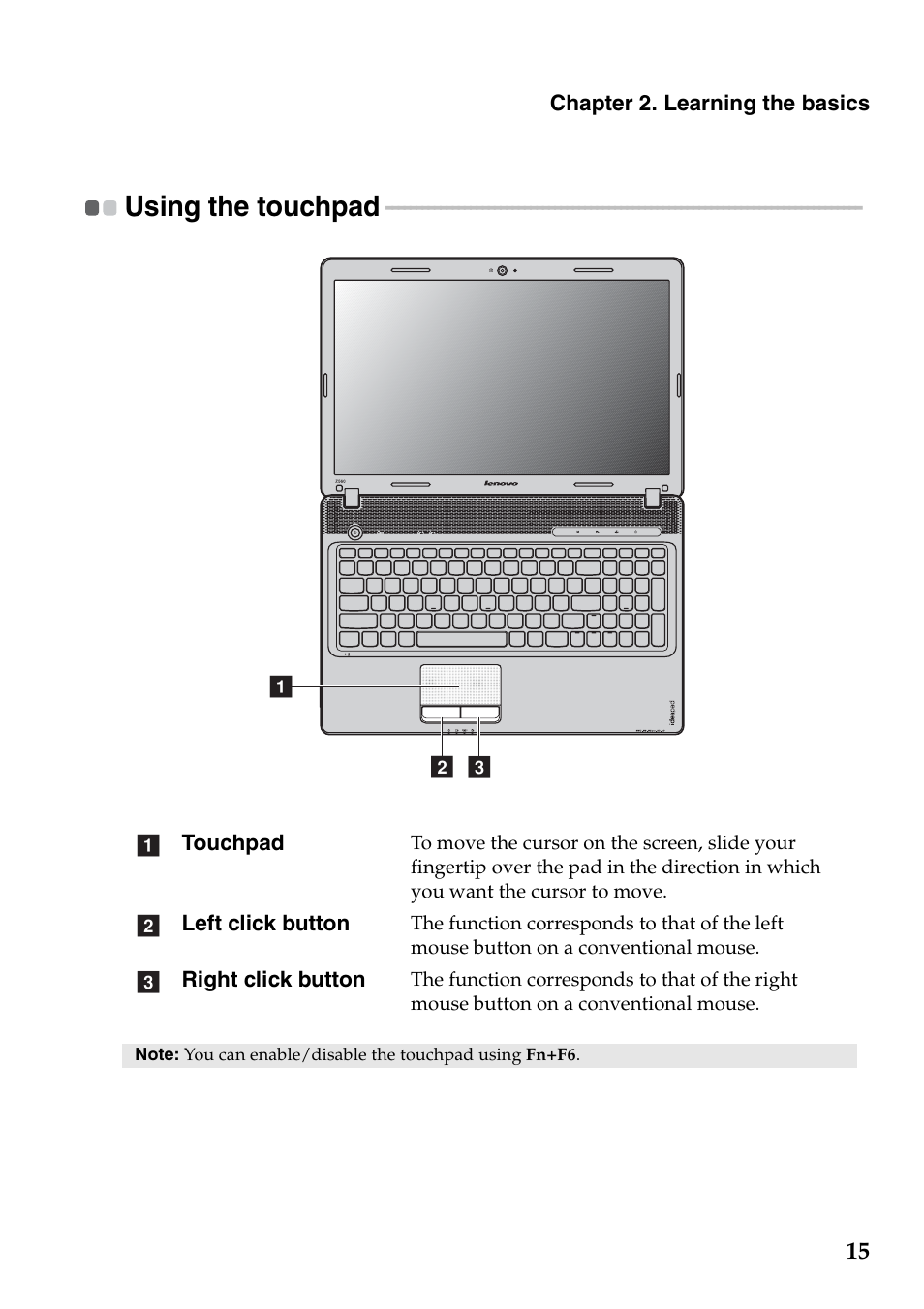 Using the touchpad | Lenovo IdeaPad Z565 User Manual | Page 19 / 72