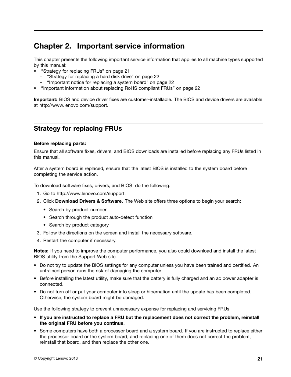 Chapter 2. important service information, Strategy for replacing frus | Lenovo V480s User Manual | Page 27 / 82