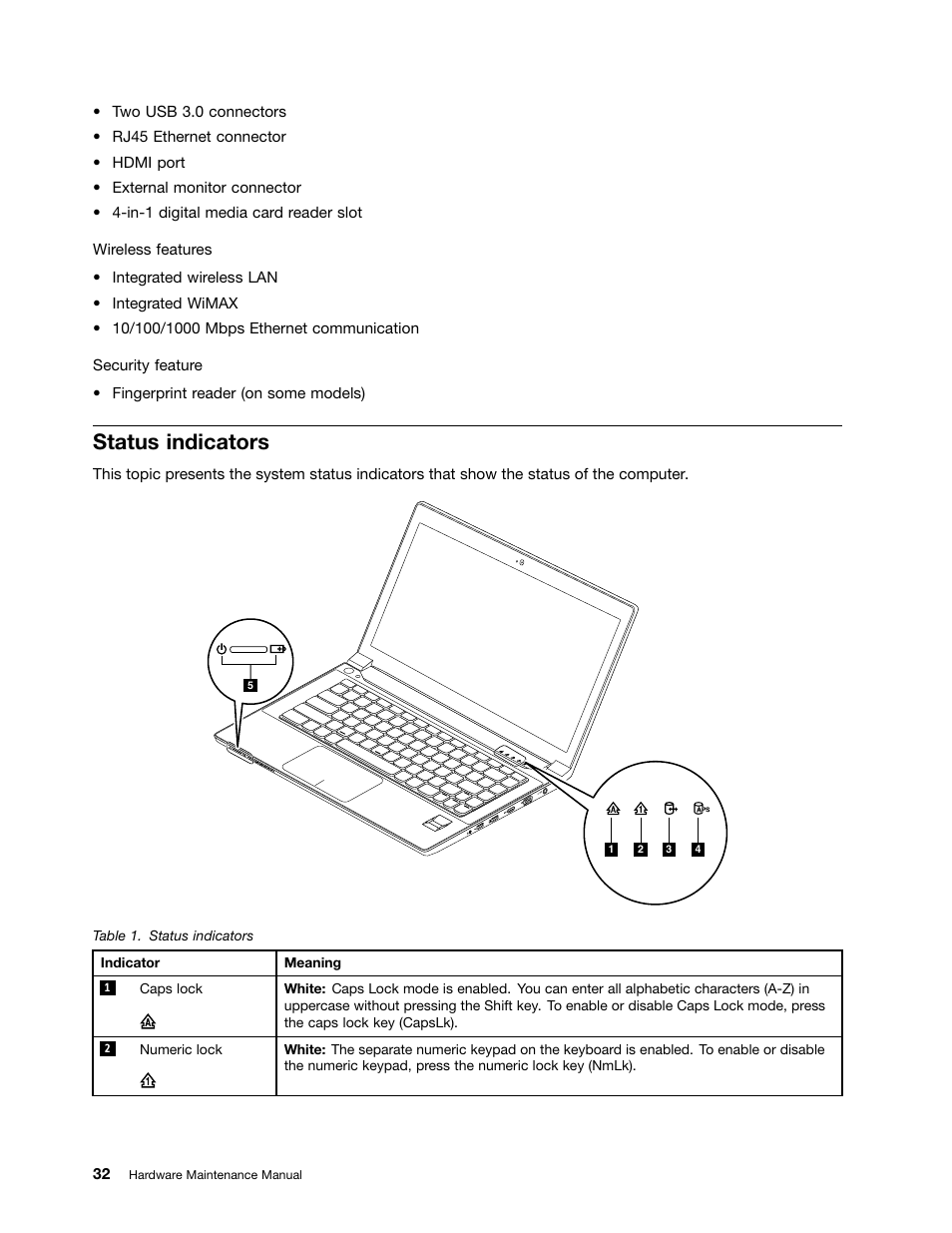 Status indicators | Lenovo V480s User Manual | Page 38 / 82