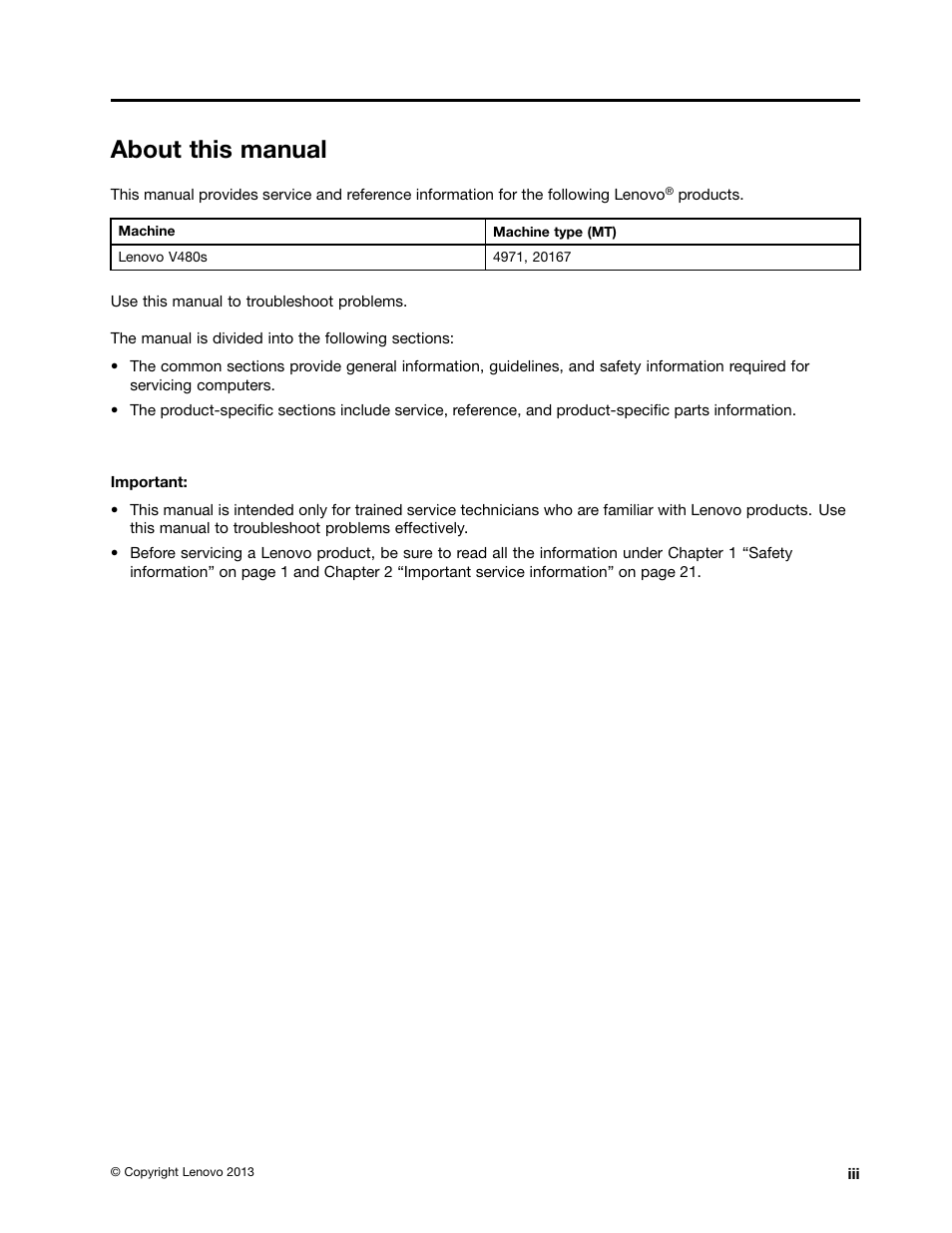 About this manual | Lenovo V480s User Manual | Page 5 / 82