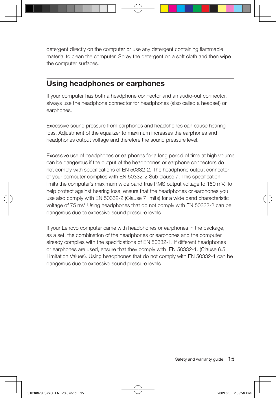 Using headphones or earphones | Lenovo 3000 C100 All-In-One User Manual | Page 20 / 39