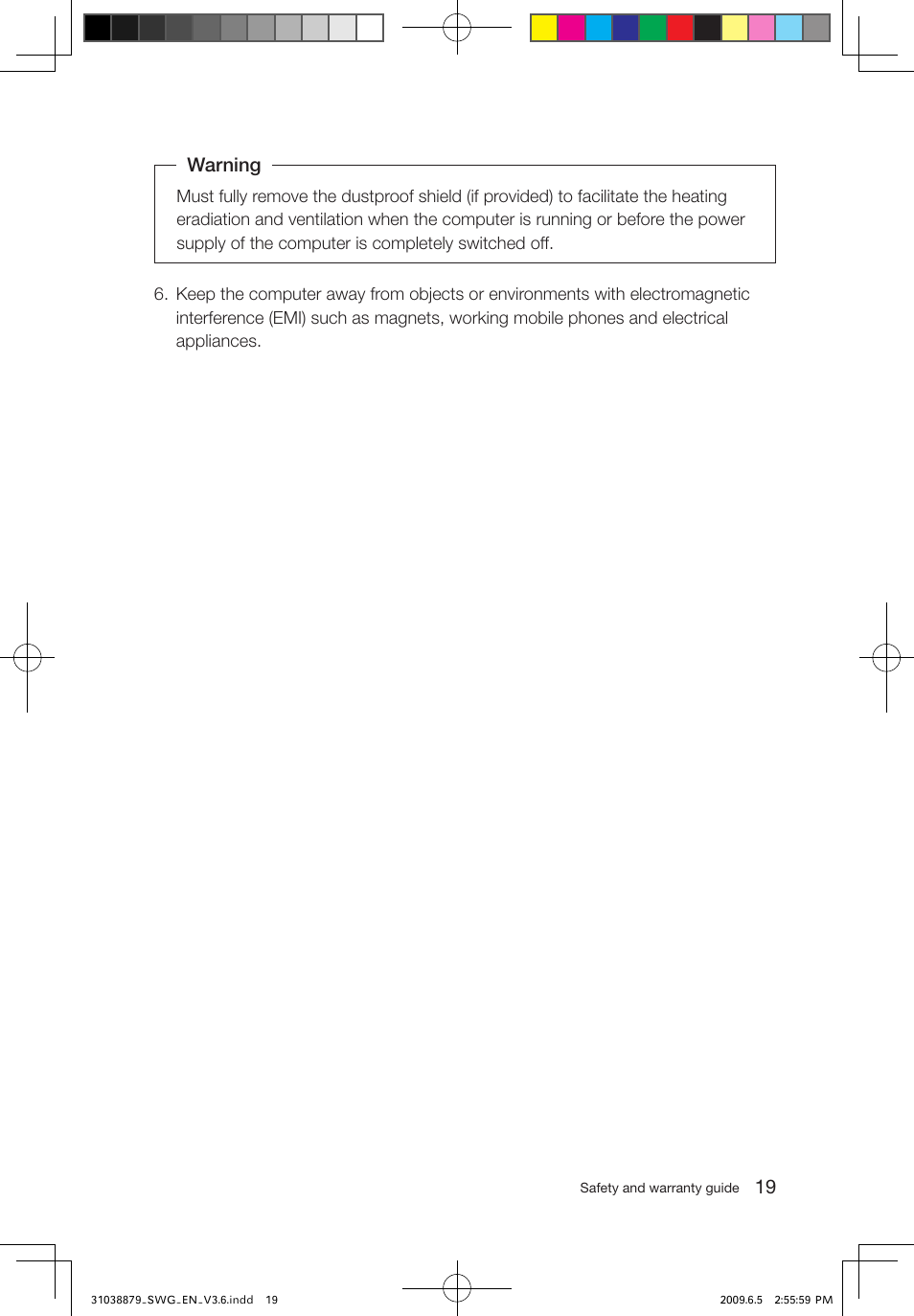 Warning | Lenovo 3000 C100 All-In-One User Manual | Page 24 / 39
