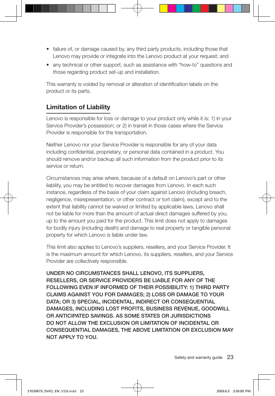 Limitation of liability | Lenovo 3000 C100 All-In-One User Manual | Page 28 / 39