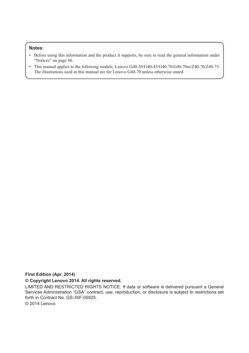 Lenovo G40-45 Notebook Lenovo User Manual | Page 2 / 91