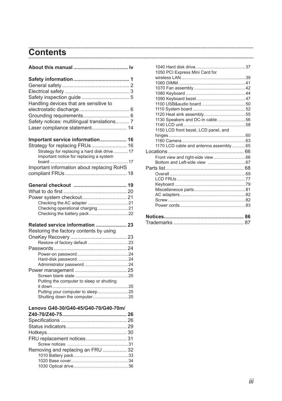Lenovo G40-45 Notebook Lenovo User Manual | Page 3 / 91