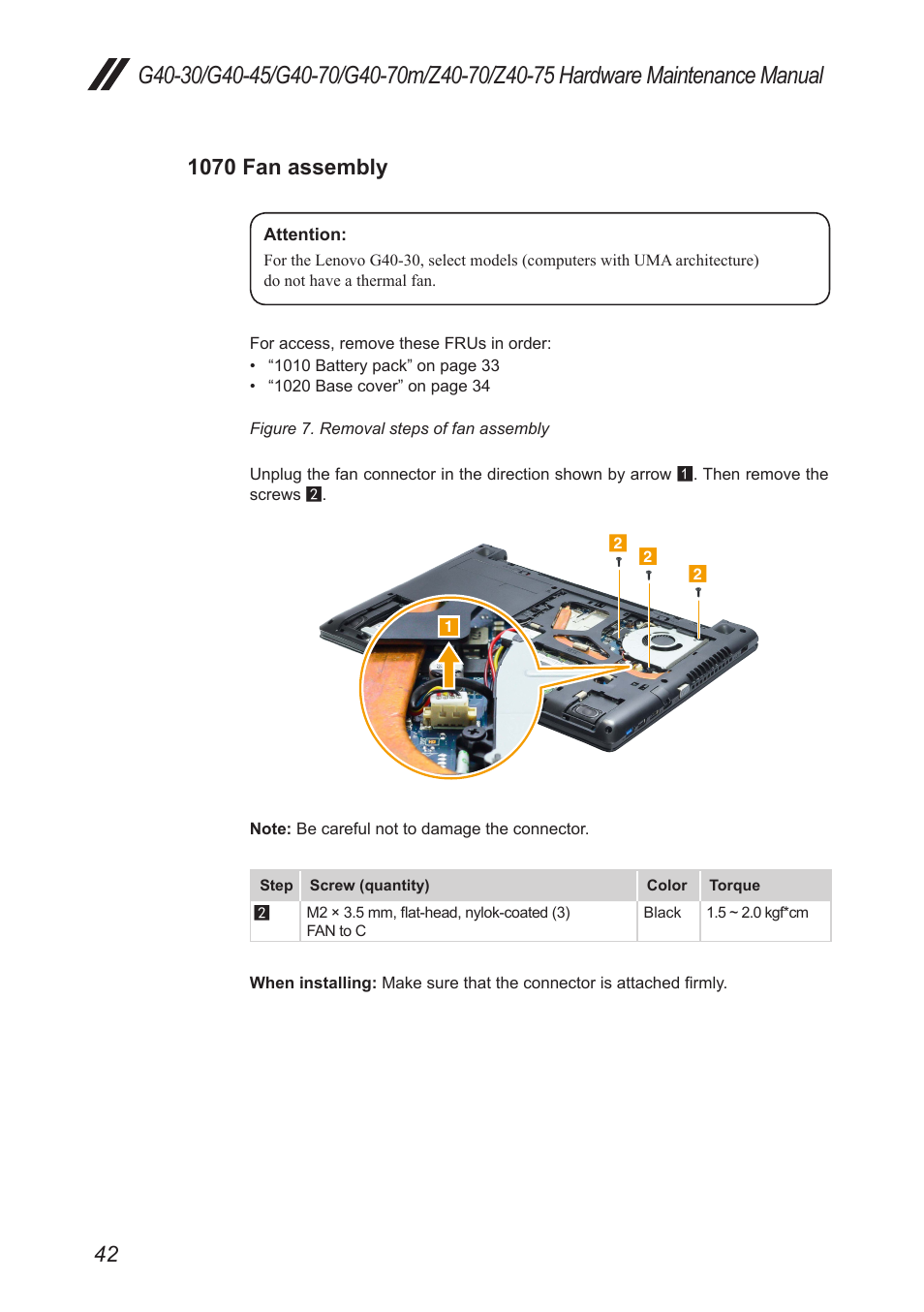 1070 fan assembly | Lenovo G40-45 Notebook Lenovo User Manual | Page 46 / 91