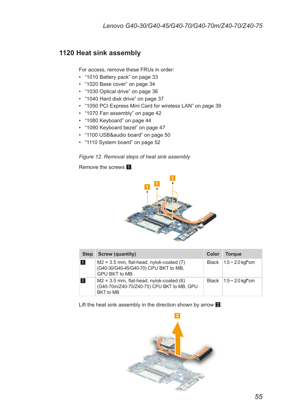 1120 heat sink assembly | Lenovo G40-45 Notebook Lenovo User Manual | Page 59 / 91