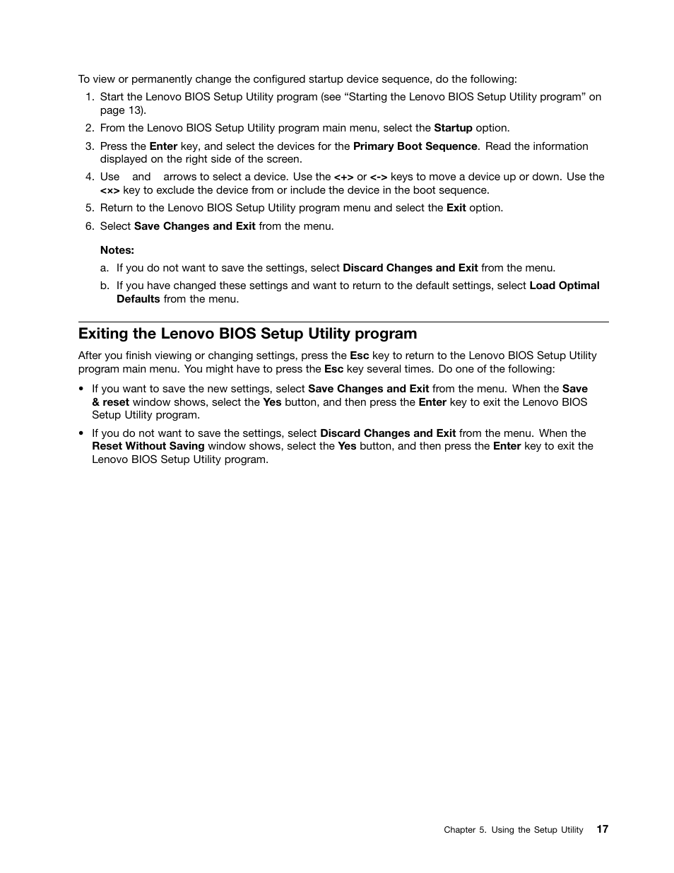 Exiting the lenovo bios setup utility program | Lenovo IdeaCentre A530 User Manual | Page 23 / 73