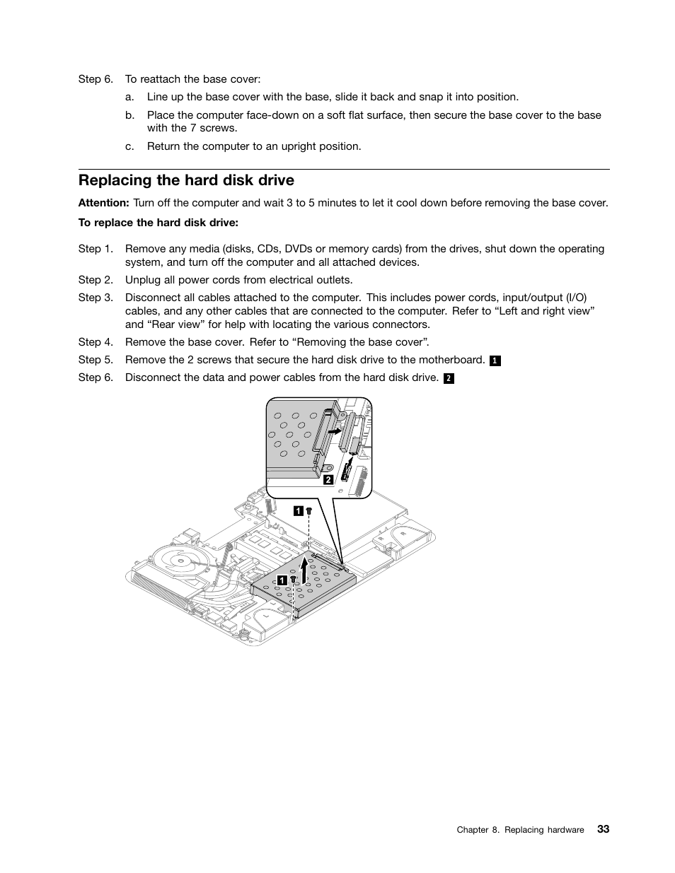 Replacing the hard disk drive | Lenovo IdeaCentre A530 User Manual | Page 39 / 73