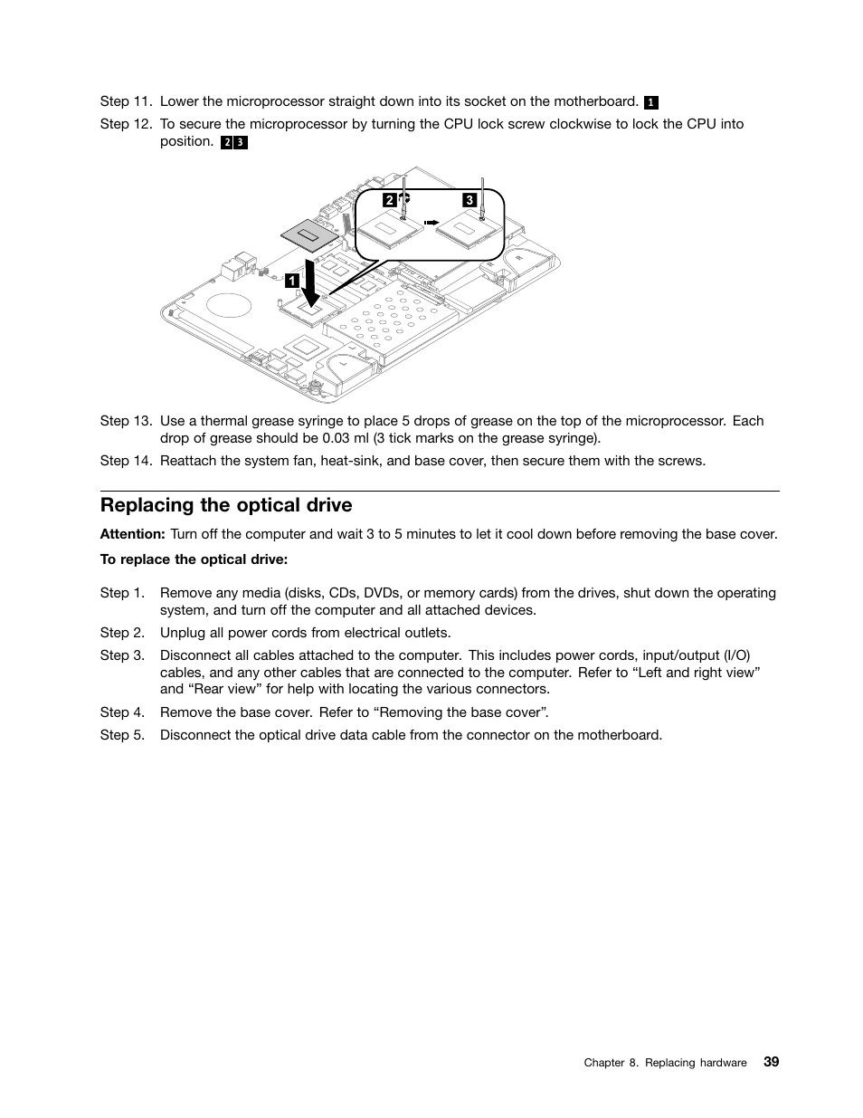 Replacing the optical drive | Lenovo IdeaCentre A530 User Manual | Page 45 / 73