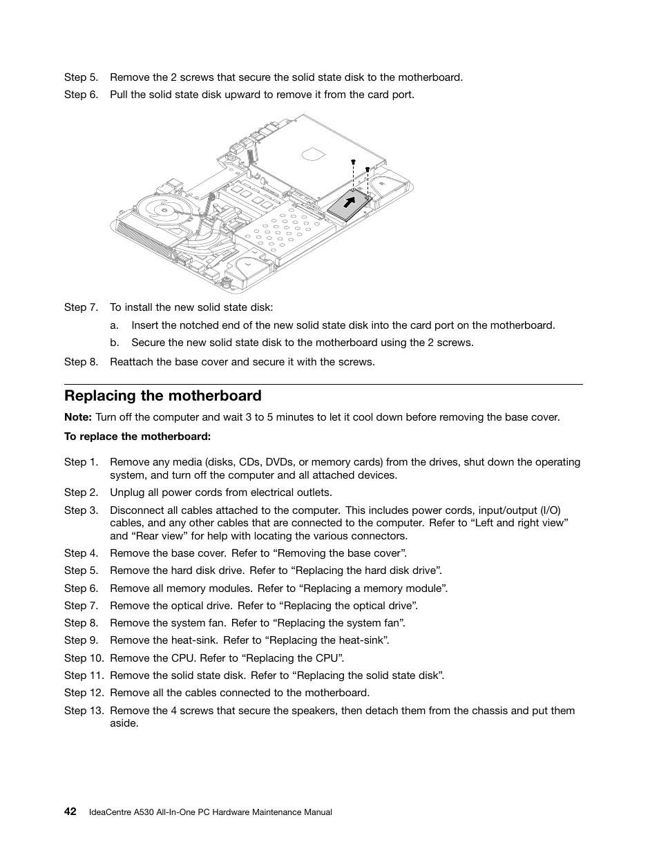 Replacing the motherboard | Lenovo IdeaCentre A530 User Manual | Page 48 / 73