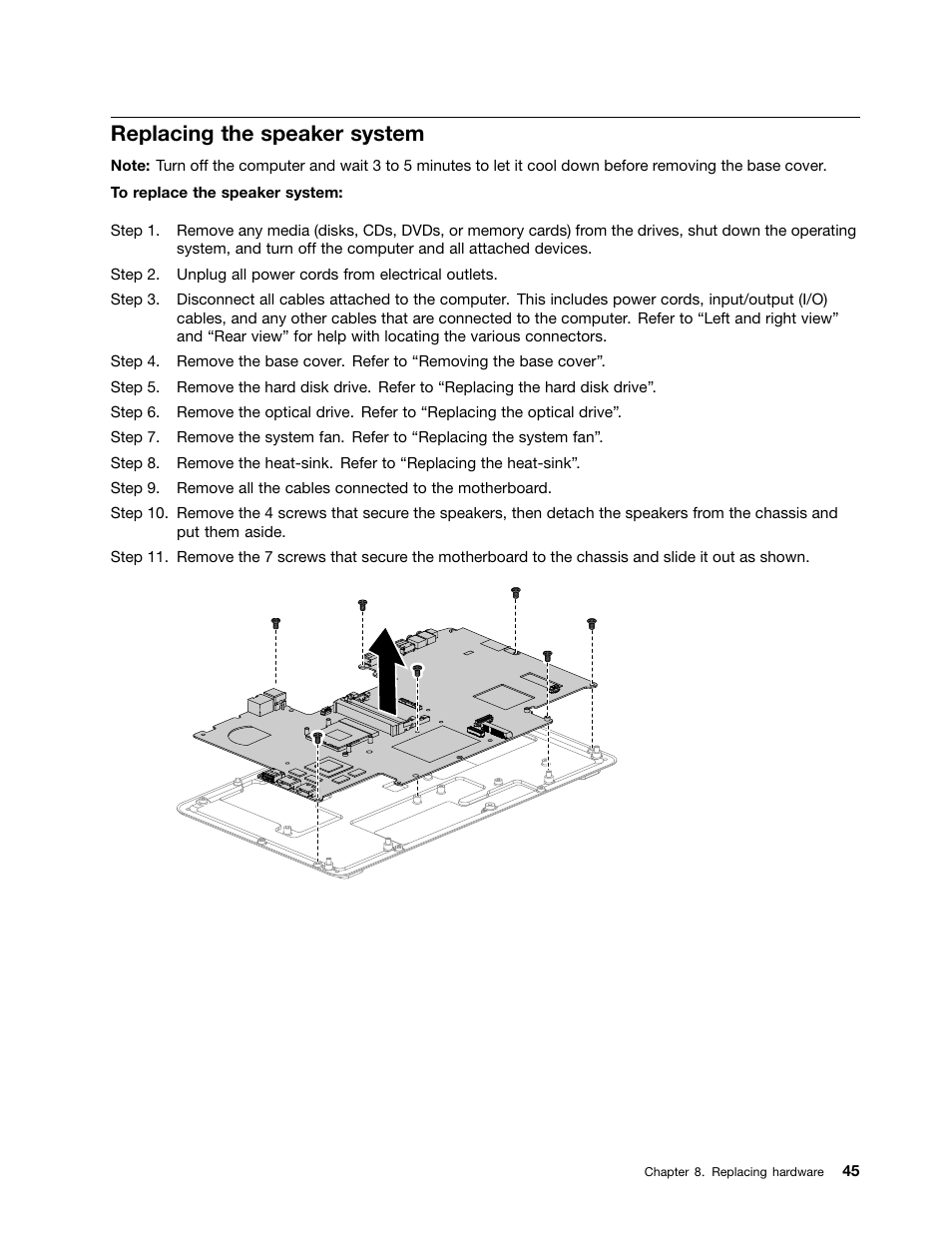 Replacing the speaker system | Lenovo IdeaCentre A530 User Manual | Page 51 / 73