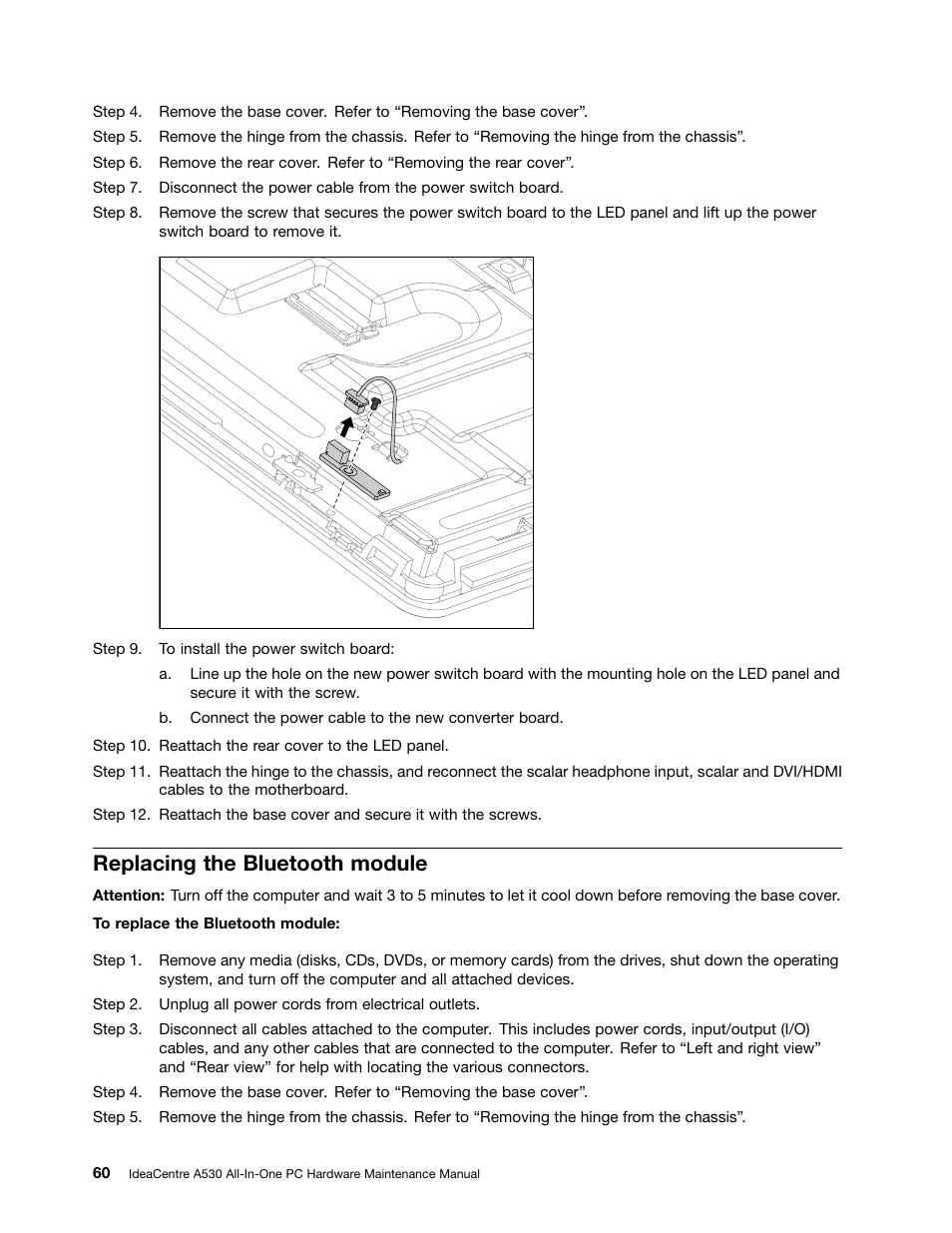 Replacing the bluetooth module | Lenovo IdeaCentre A530 User Manual | Page 66 / 73
