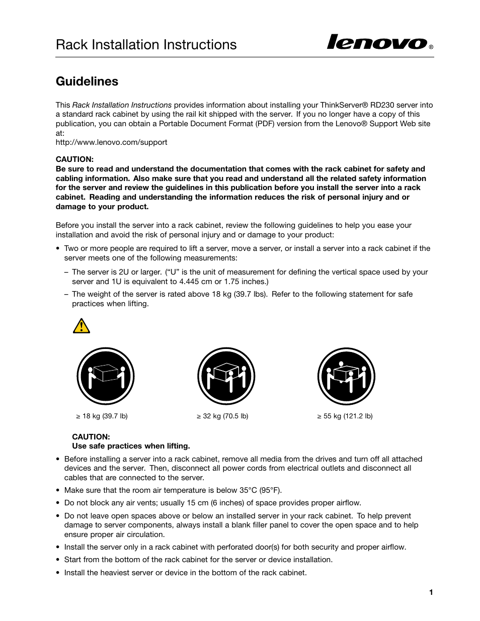 Lenovo ThinkServer RD230 User Manual | 16 pages