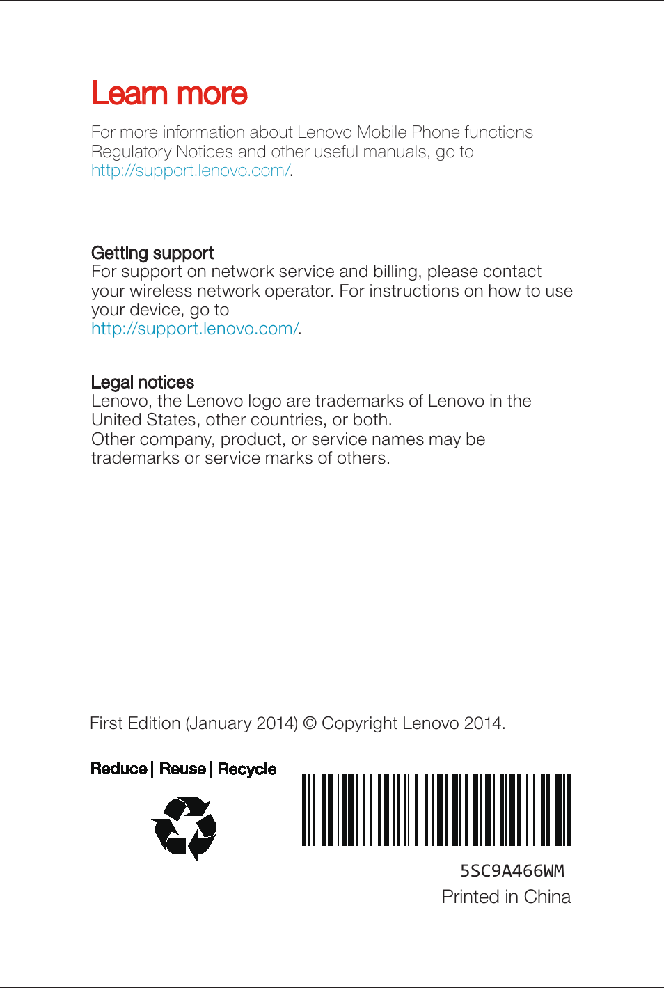 Learn more | Lenovo A859 Smartphone Lenovo User Manual | Page 6 / 6