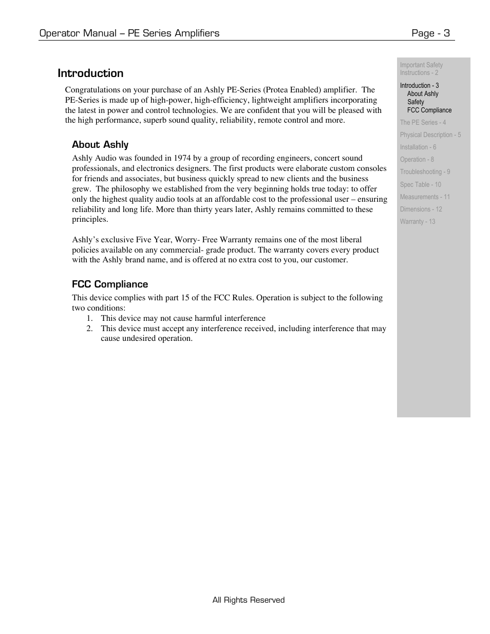 Introduction | Ashly PE-Series User Manual | Page 3 / 13