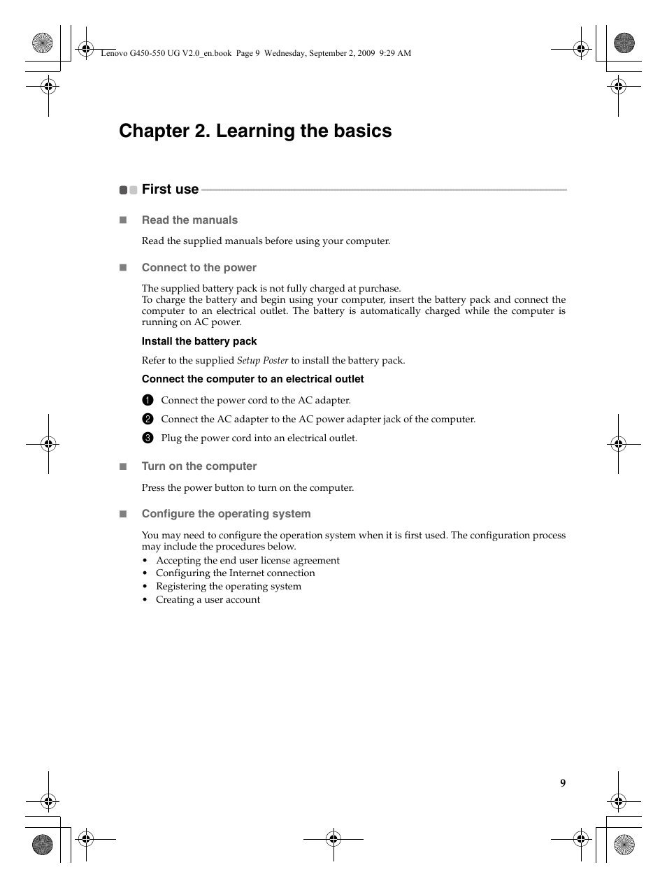 Chapter 2. learning the basics | Lenovo G550 Notebook User Manual | Page 17 / 108