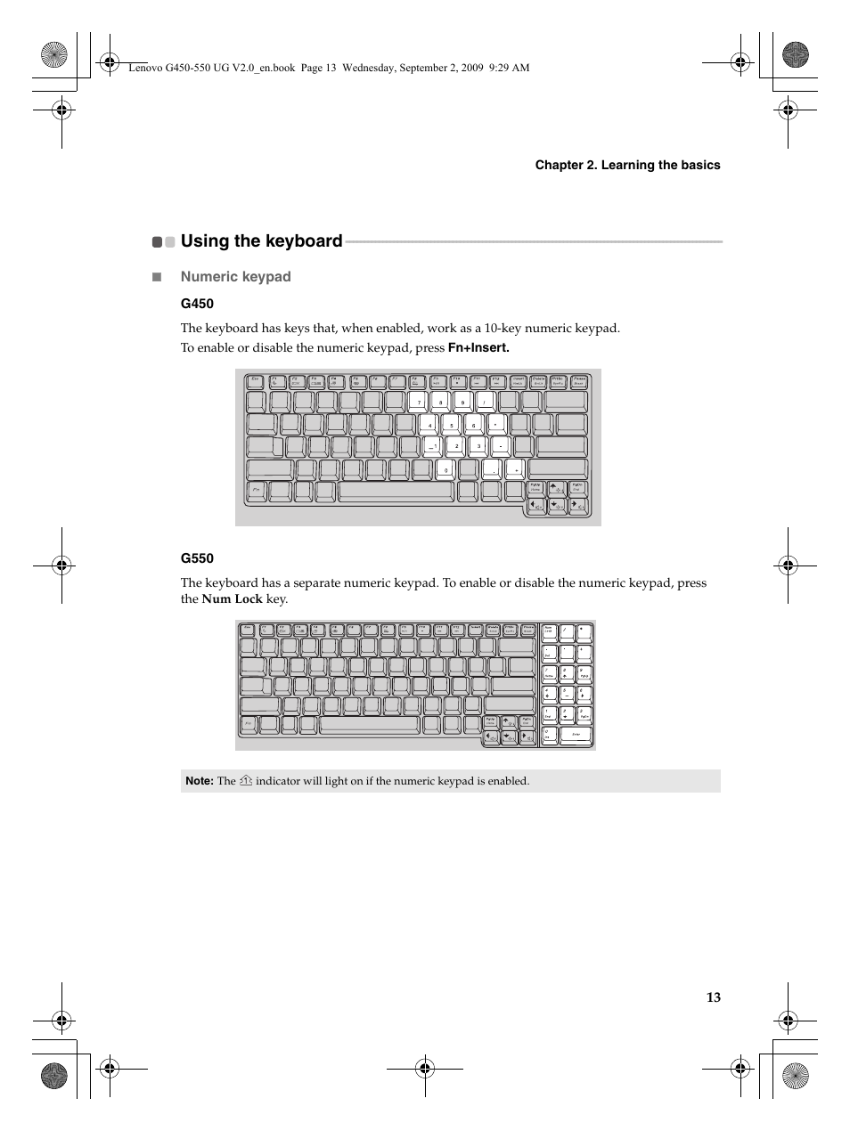 Using the keyboard | Lenovo G550 Notebook User Manual | Page 21 / 108