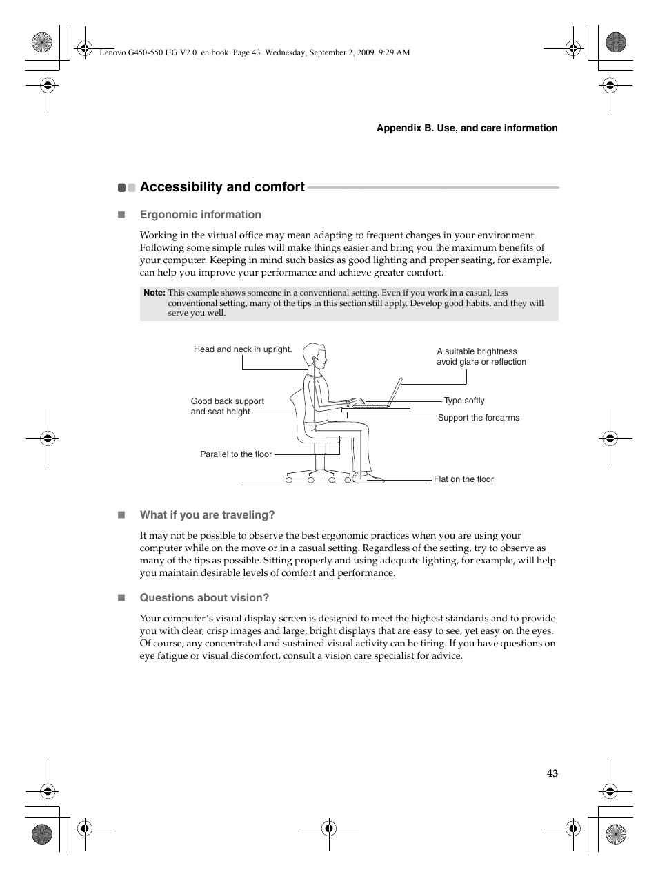 Accessibility and comfort | Lenovo G550 Notebook User Manual | Page 51 / 108