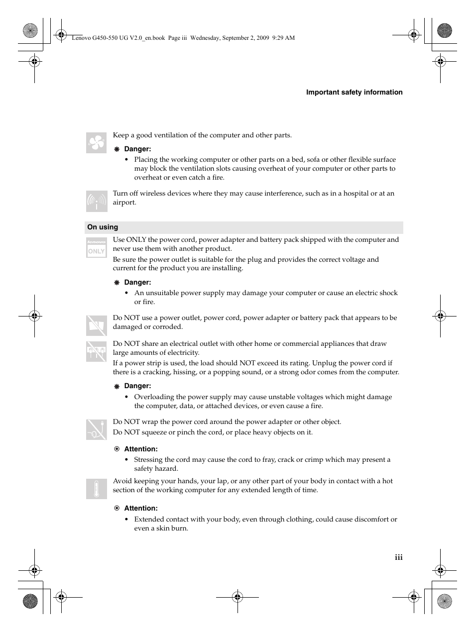 Lenovo G550 Notebook User Manual | Page 7 / 108