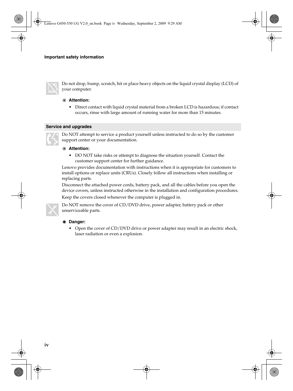 Lenovo G550 Notebook User Manual | Page 8 / 108