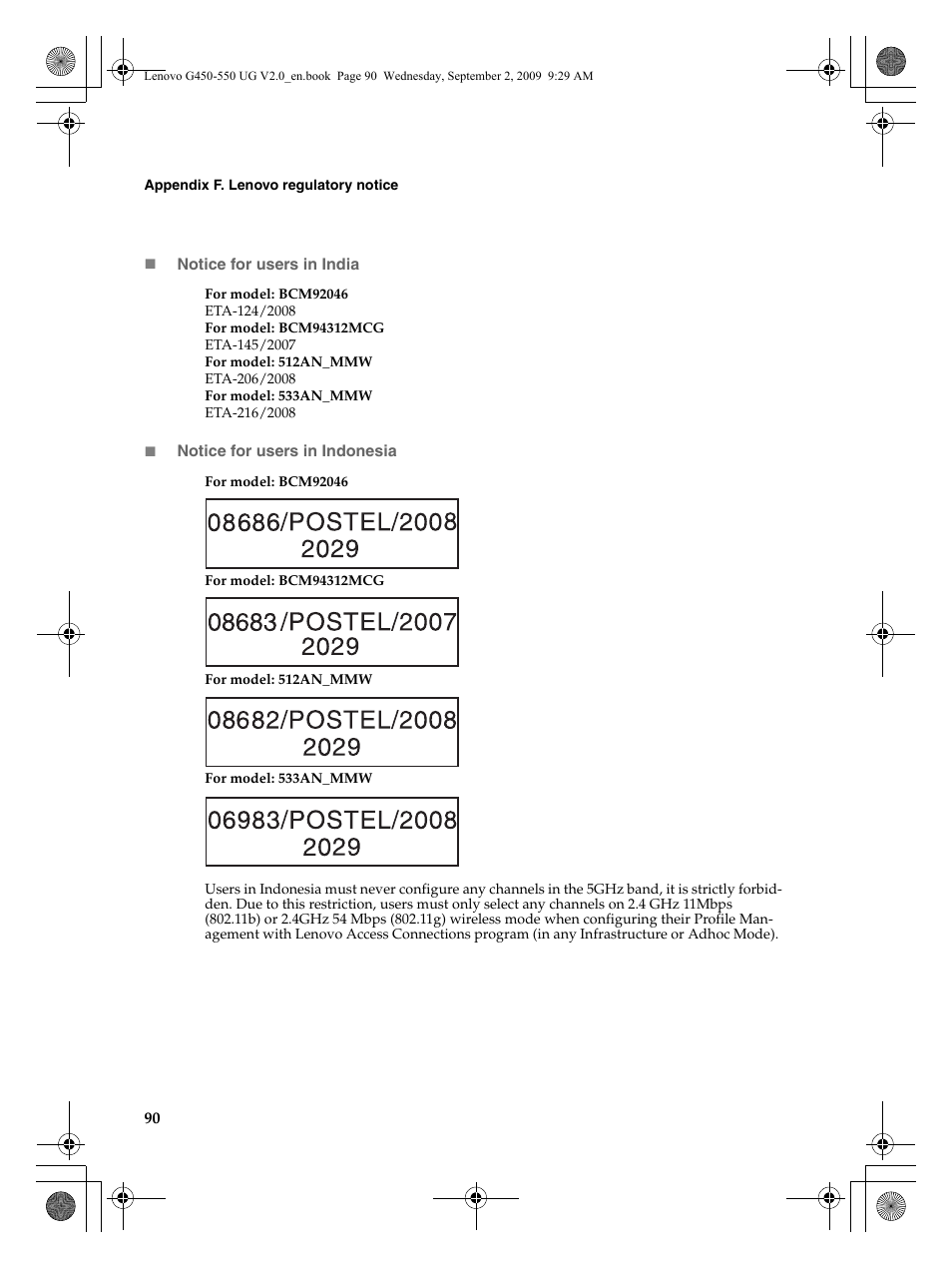 Lenovo G550 Notebook User Manual | Page 98 / 108