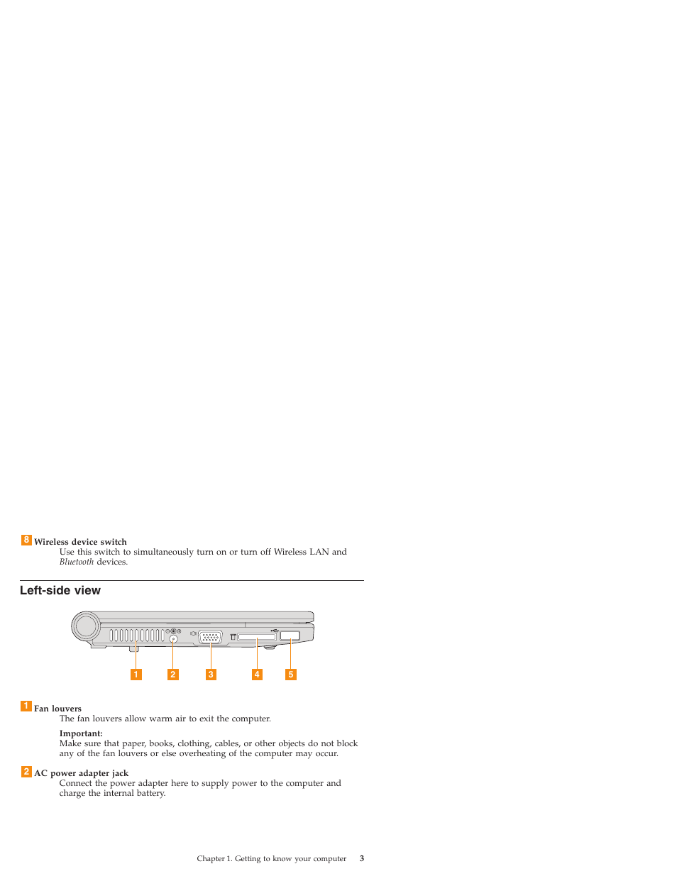 Left-side view, Left-side, View | Lenovo IdeaPad S9e -FR User Manual | Page 11 / 176