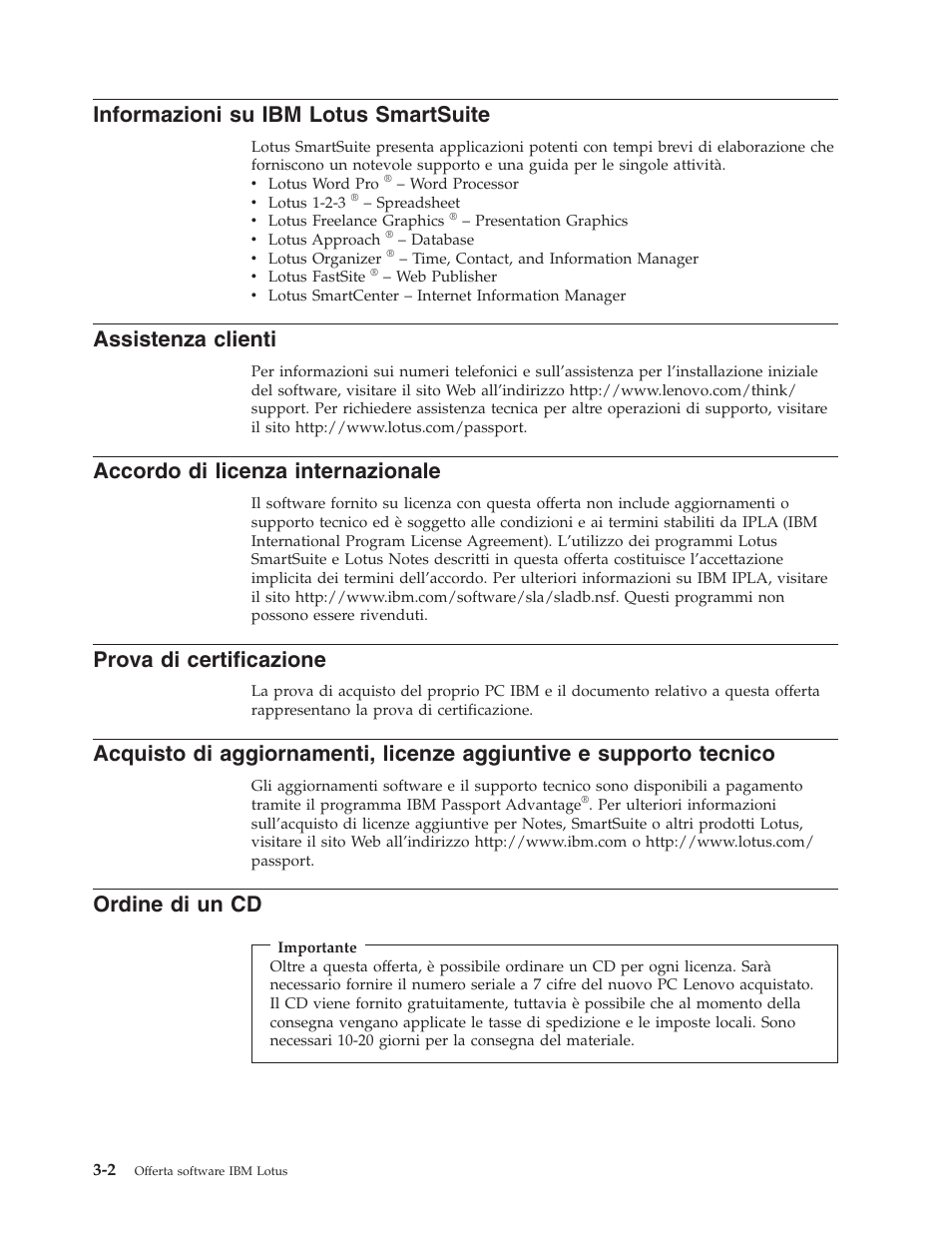 Ordine, Informazioni, Lotus | Smartsuite, Assistenza, Clienti, Accordo, Licenza, Internazionale, Prova | Lenovo 3000 S205 Desktop User Manual | Page 14 / 100