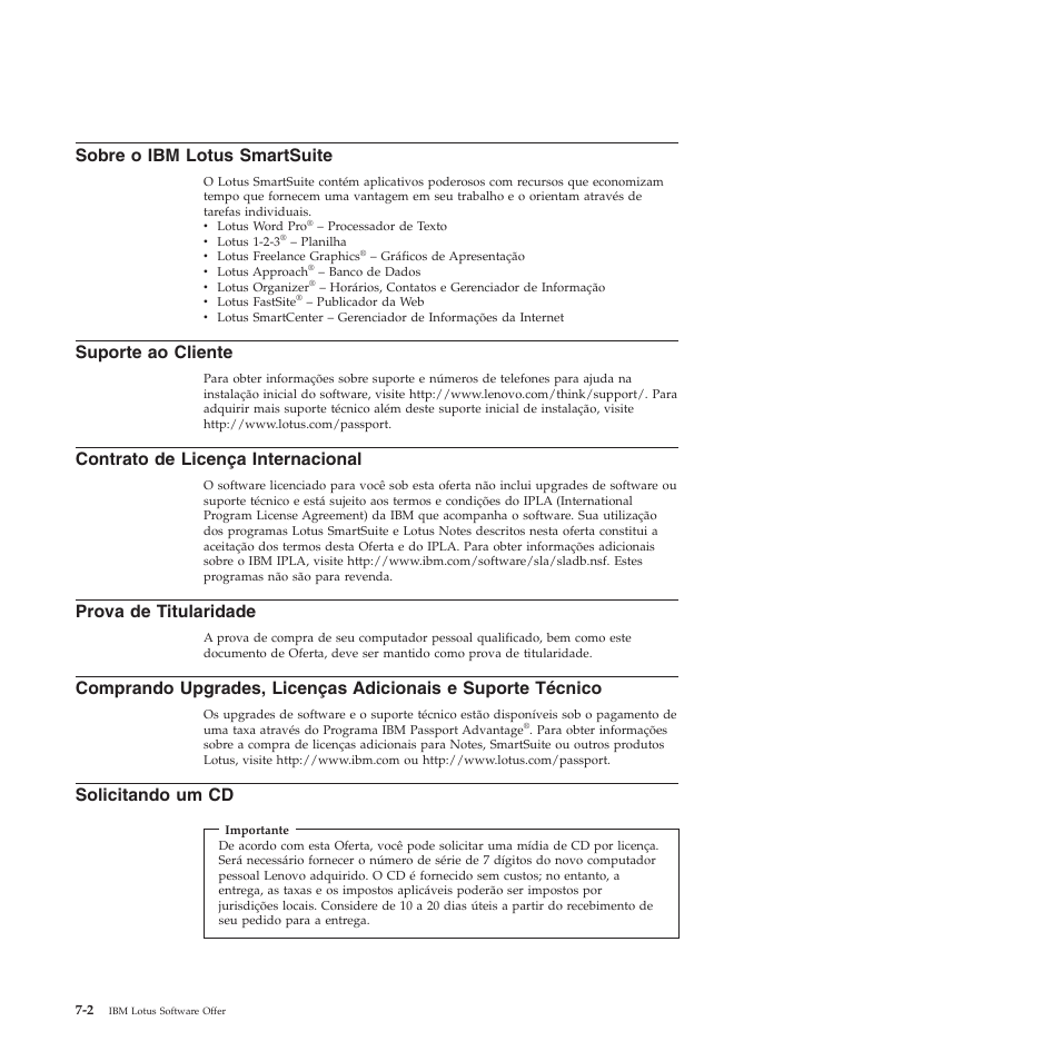Solicitando, Sobre, Lotus | Smartsuite, Suporte, Cliente, Contrato, Licença, Internacional, Prova | Lenovo 3000 S205 Desktop User Manual | Page 27 / 100