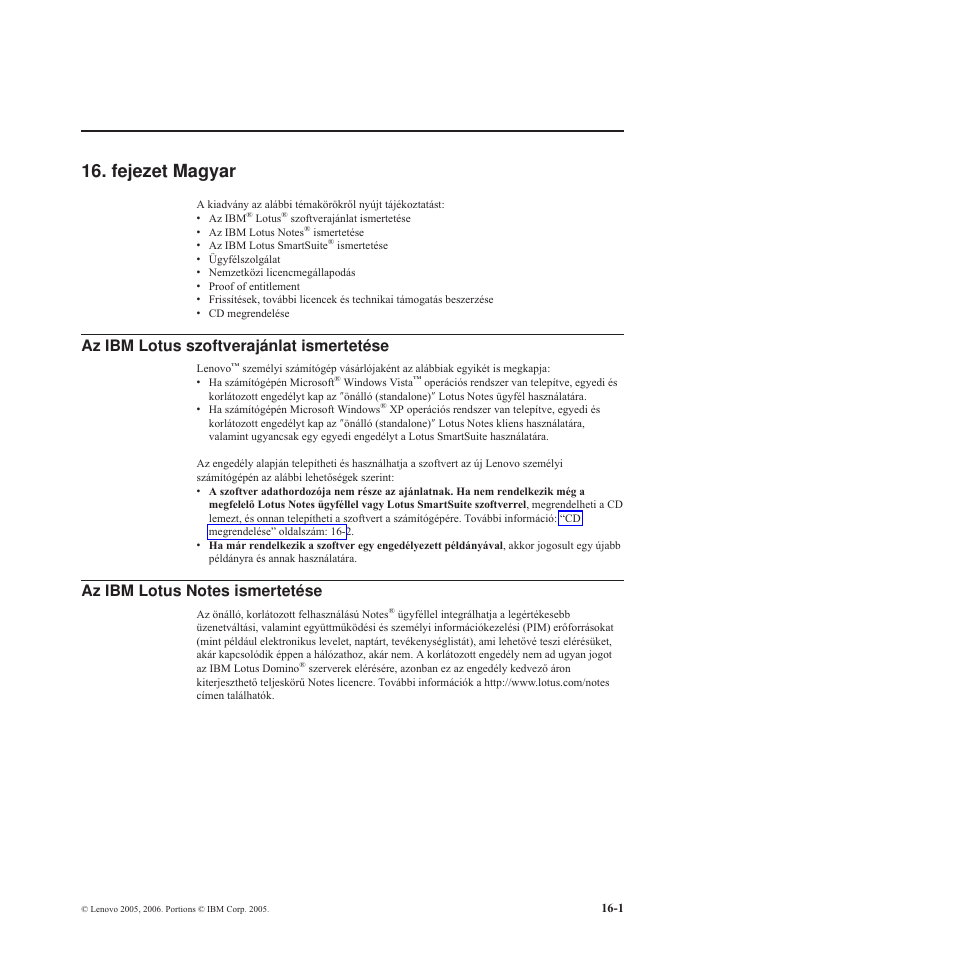 Fejezet magyar, Fejezet, Magyar | Lotus, Szoftverajánlat, Ismertetése | Lenovo 3000 S205 Desktop User Manual | Page 54 / 100