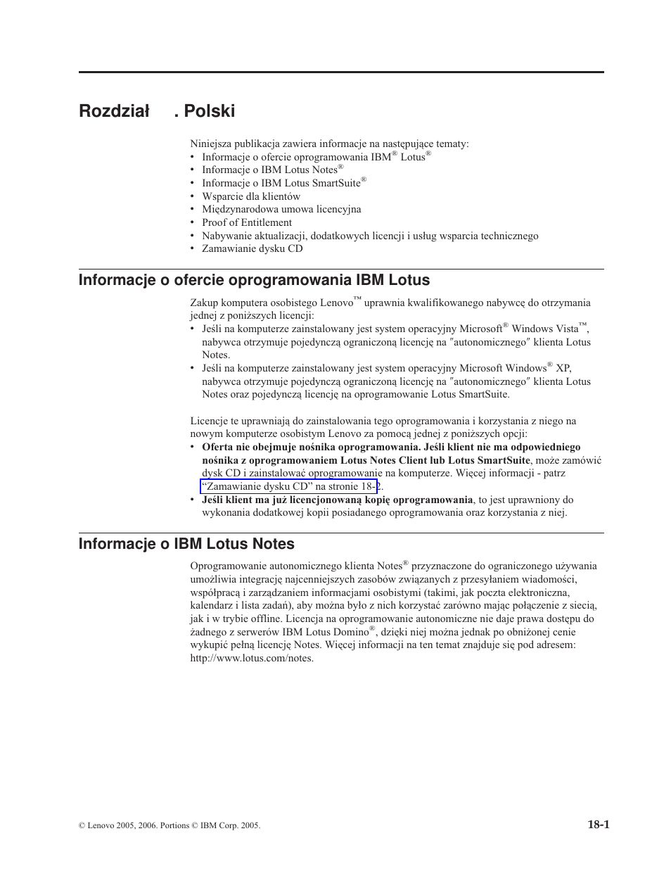 Rozdział 18. polski, Rozdział, Polski | Informacje, Ofercie, Oprogramowania, Lotus | Lenovo 3000 S205 Desktop User Manual | Page 60 / 100