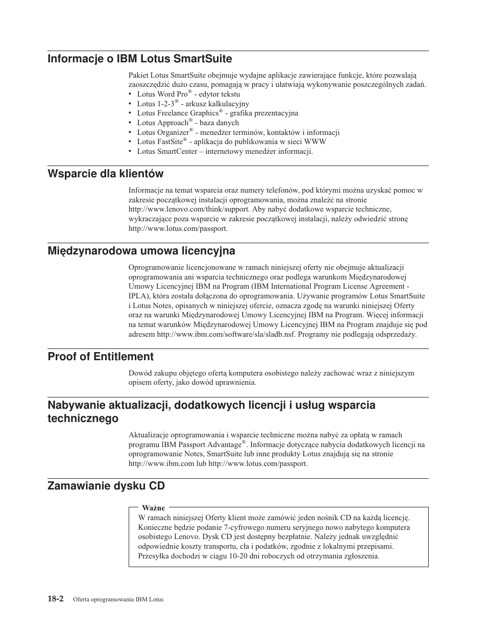 Zamawianie, Dysku, Stronie | Informacje, Lotus, Smartsuite, Wsparcie, Klientów, Międzynarodowa, Umowa | Lenovo 3000 S205 Desktop User Manual | Page 61 / 100