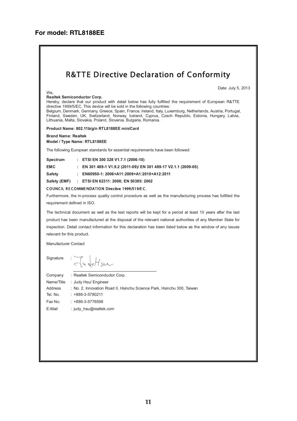 Rr&tte directive declaration of conformity | Lenovo M30-70 Notebook User Manual | Page 12 / 16